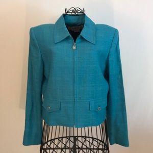Carlisle Turquoise Blue Silk Jacket Size 8